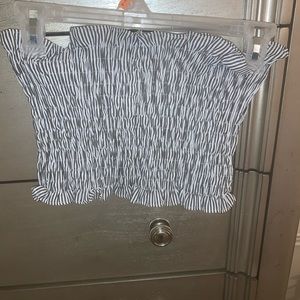 Navy and white cinched tube top